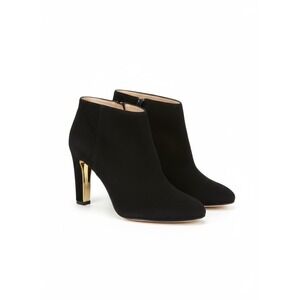Kate Spade Black Suede Pointed Toe Ankle Boots Gold Heel Women's Size 10